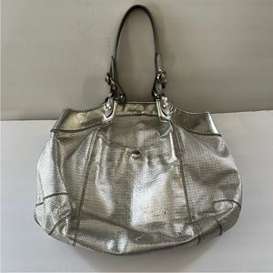 FLAWED Hogan by Tod’s | Silver Leather Satchel Tote. Made in Italy